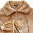 thumbnail image 6 of FANCYINN Womens Teddy Cropped Faux Fur Jacket Furry Lapel Coat Zip Up With Pockets Warm Winter Khaki M, 6 of 7