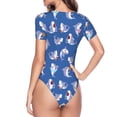 thumbnail image 4 of Fotbe Party Shark Cute Women's Crew Neck Short Sleeves Bodysuit Tops Round Neck Slim Sleeveless Soft Comfortable Basic-X-Large, 4 of 9