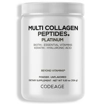 Codeage Multi Collagen Protein Powder Platinum, Biotin, Vitamin C, B, D3, Keratin, Hyaluronic Acid, 11.50 oz