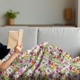 thumbnail image 3 of Flower Soft Flannel Fleece Throw Blanket, French Vintage Retro Flower Pattern Old Fashion Design, Cozy Plush for Indoor and Outdoor Use, 70" x 90", Reseda Green Pale Coffee, by Ambesonne, 3 of 5