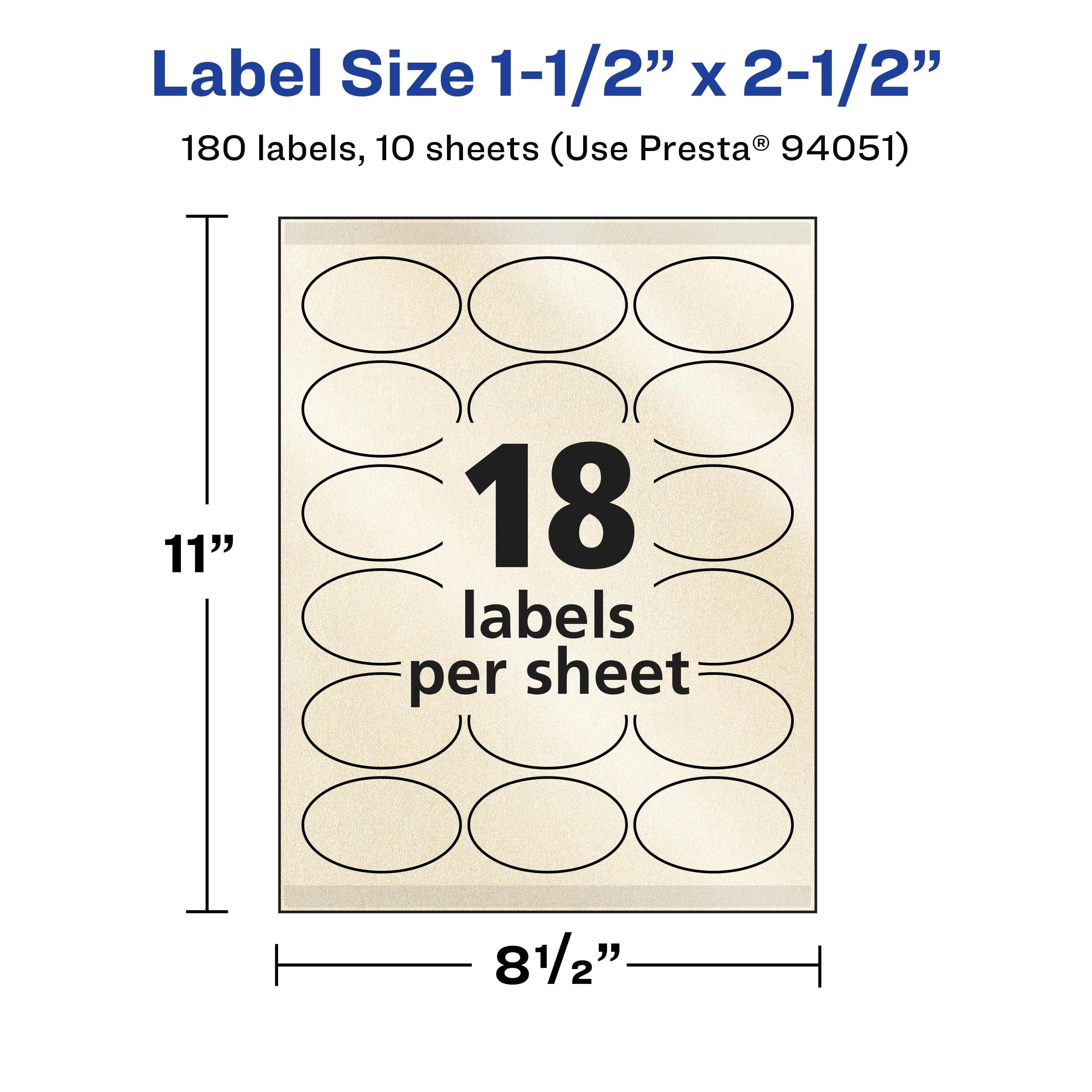 Avery Pearlized Ivory Oval Labels, 1.5" x 2.5", 180ct