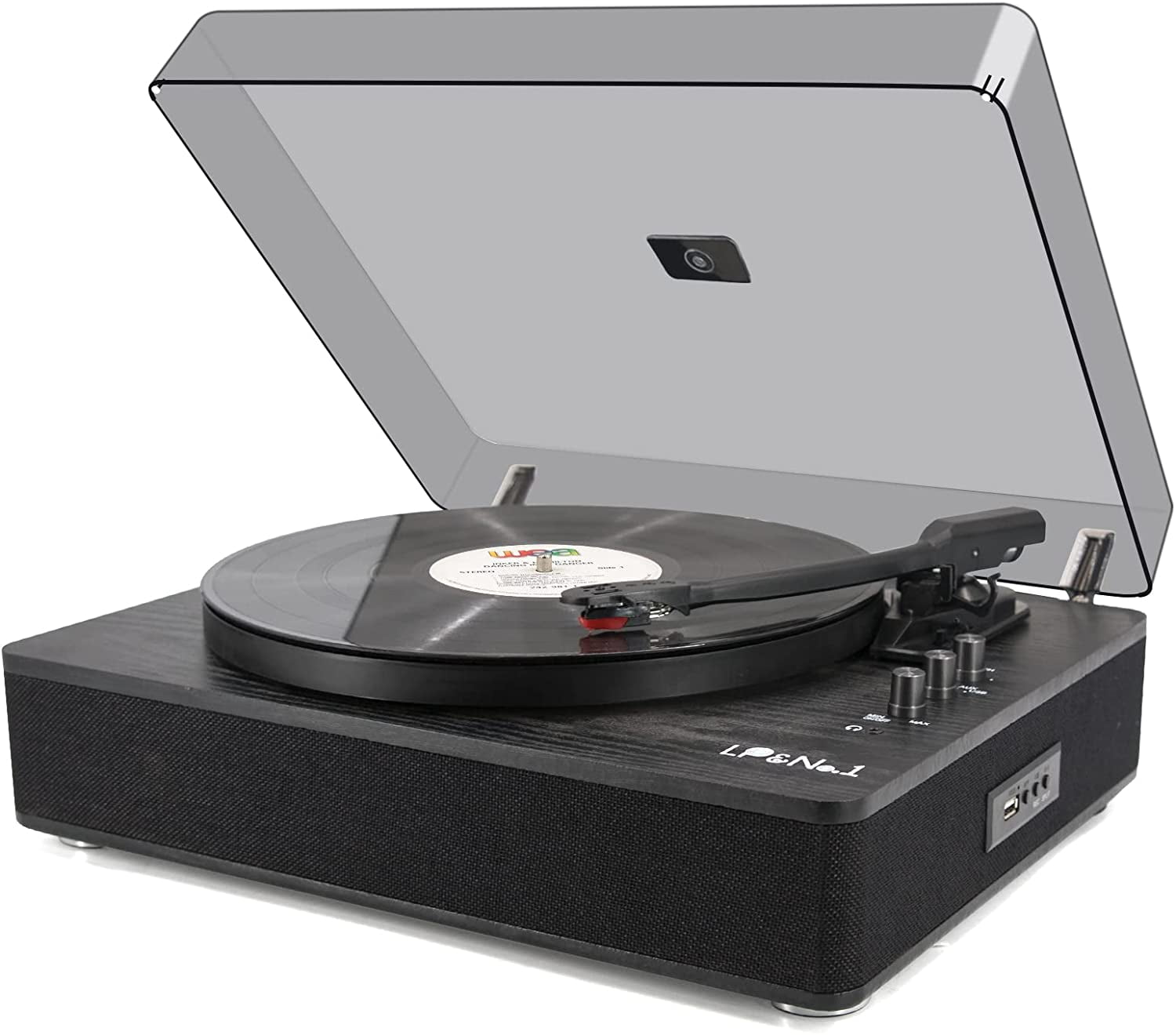 LP&No.1 Bluetooth Record Player with Stereo Speakers, 3Speed Belt