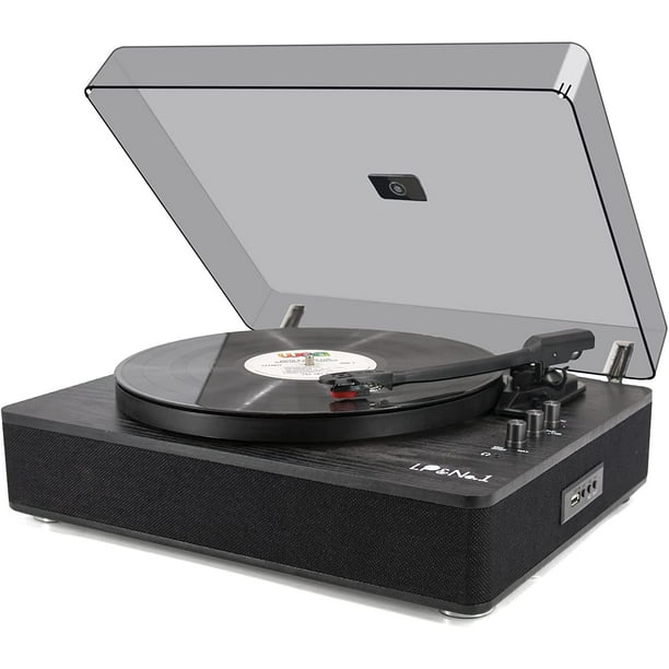 LP&No.1 Bluetooth Record Player with Stereo Speakers, 3Speed Belt