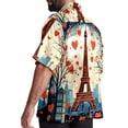 thumbnail image 3 of Eiffel Tower Valentine's Day Men's Casual Button Down Short Sleeve Printed Summer Beach Shirts, 3 of 6