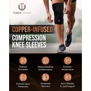 TheraCopper Copper Knee Brace for Men & Women (2 Pack) — Non-Slip Compression Copper Knee Sleeves for Fitness, Running, Workouts & Daily Wear (Large)