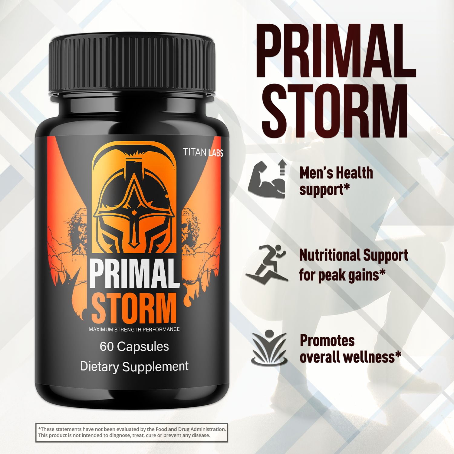 Primal Storm Advanced Formula Natural Supplement Pills for Max Strength PrimalStorm 180 Capsules