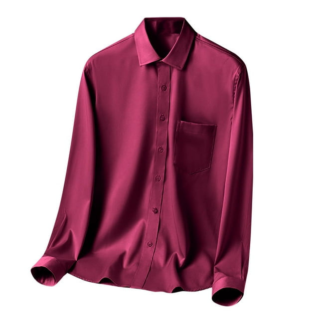 Men's Solid Color Long Sleeve Casual Business Shirt - Non Ironing Overalls