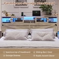 thumbnail image 3 of Farmhouse Queen Bed Frame with LED Lights and Charging Station, Queen Size Platform Bed Frame with Storage Headboard and 2 Drawers, No Box Spring Needed, Gray, 3 of 6