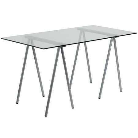 UPC: 0847254054171 | Flash Furniture Glass Computer Desk with Silver Metal Frame