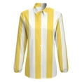 thumbnail image 4 of Yellow And White Vertical Stripes Long Sleeve Blouse Woman Streetwear Casual Shirts Summer Oversize Woman Streetwear Clothing Birthday Present, 4 of 7