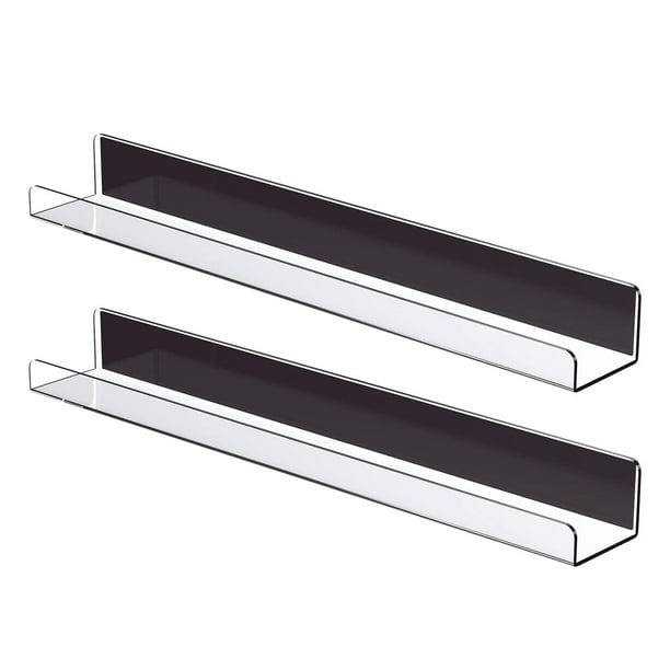 Estantería magnética acrílica transparente para colgar en la pared, 2 unidades, sin perforaciones, para niños, con manual de libros.