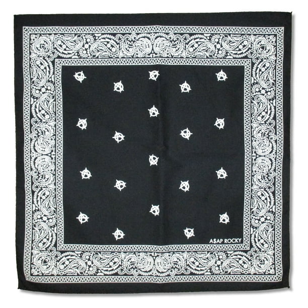 Real Swag - ASAP Rocky Anarchy Symbols Paisley Black Bandana