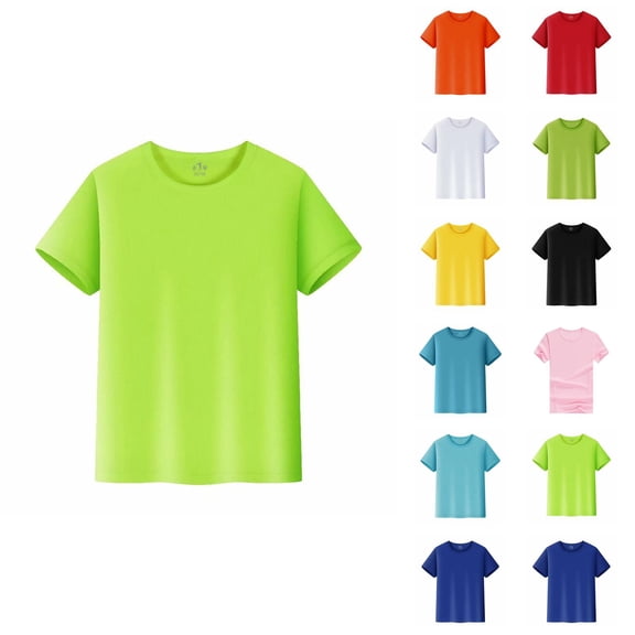 Boys Girls Tshirts Summer Lightweight Breathable Short Sleeve Crewneck T Shirts Kids Basic Plain Workout Tees