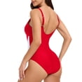 thumbnail image 5 of Pounoo Womens Swimwear Colorblock Deep V Neck Slim Fit Stretchy Lightweight One Piece Swimsuits Bathing Suits Summer Outfit Gift, 5 of 8