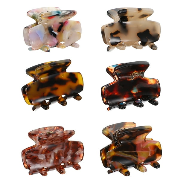 6pcs celulosa acetato de acetato de pelo clips de garra leopardo pintado de pelo impreso Pequeño pasador