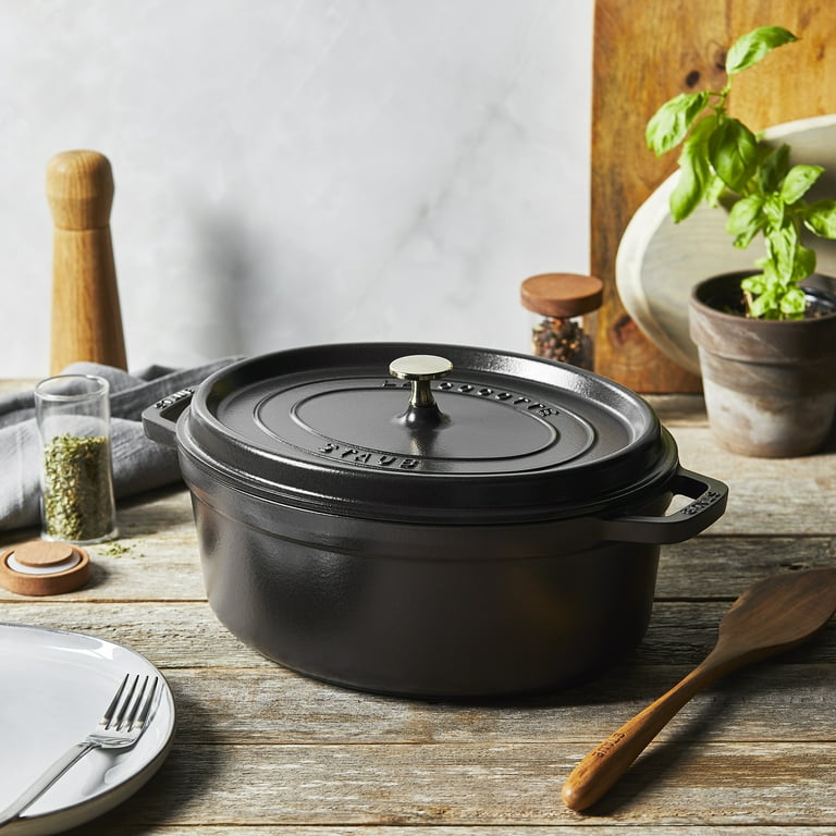 Qt Staub Black Dutch Oven Staub Cast Iron Oval Cocotte, Dutch