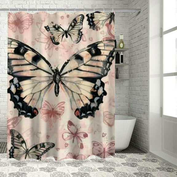 Patifu Butterfly Chic Modern Bathroom Decor Shower Curtain Set with Hooks 36"x72