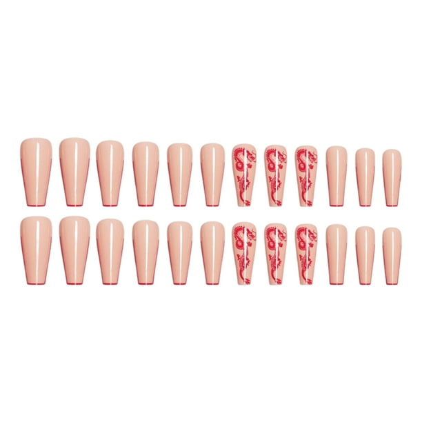 Seitruly Uñas postizas de ataúd, estilo francés clásico, uñas a presión, cubierta completa, punta de uñas, pegatinas de manicura de viscosidad Arte de uñas tipo 9 Seitruly CE012296-09B