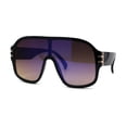 thumbnail image 3 of Oversize Shield Large Racer 80s Funk Sunglasses Black Blue Purple Mirror, 3 of 4