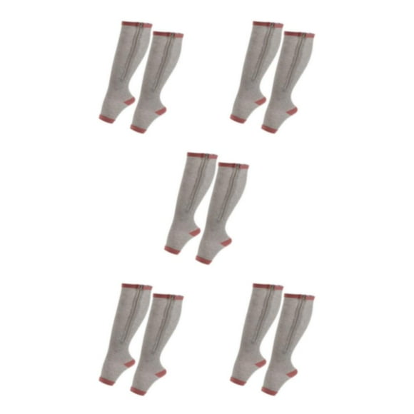 Maytalsory Nylon Zippered Compression Socks With High Elasticity For Wide Application Elastic Zipper Socks grey L/XL 5Set
