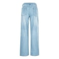 thumbnail image 7 of Clearance! Women's Flare Jeans Low Waisted Straight Leg Ripped Denim Pants Light Blue XXL Size, 7 of 7