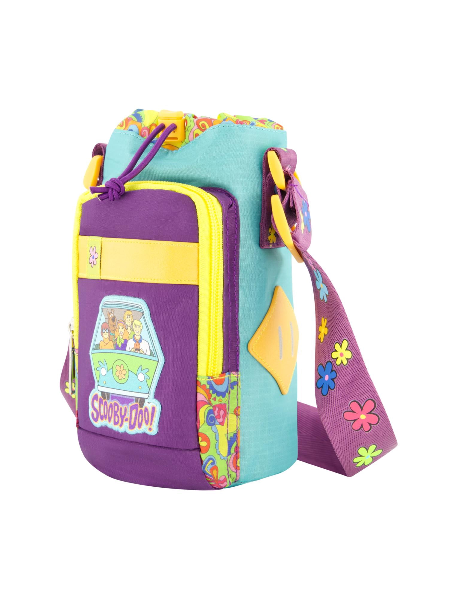 Scooby Doo Water Bottle Holder, Crossbody Sling Carrier Bag with Adjustable Shoulder Strap, 25 oz, Multi