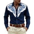 thumbnail image 2 of Zysthvn Long Sleeve Shirts for Men Tall and Big Fall Western Cowboy Work Casual Men T Shirt Comfy Turn Down Collar Printed Button Tops, 2 of 4