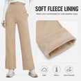 thumbnail image 4 of Feekit Women's Fleece Lined Wide Leg Yoga Pants, High Waisted Stretch Lounge Pants with 2 Deep Pockets, 4 of 8