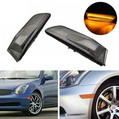 1 Pair Sequential Switchback LED Side Marker Signal Lights For Infiniti G35 Coupe 2003-2007