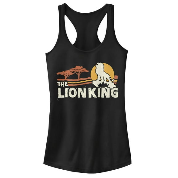 Junior's Lion King Classic Pride Lands  Racerback Tank Top Black X Large
