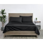 Mainstays Comfort Chill Microfiber Bed Sheet Set, Queen, Rich Black, 4 Piece