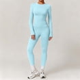 thumbnail image 2 of Ensemble de Yoga pour Femmes, Mode Décontractée Couleur Unie Manches Longues Col Rond Ajusté, Pantalons pour Femmes, 2 of 5