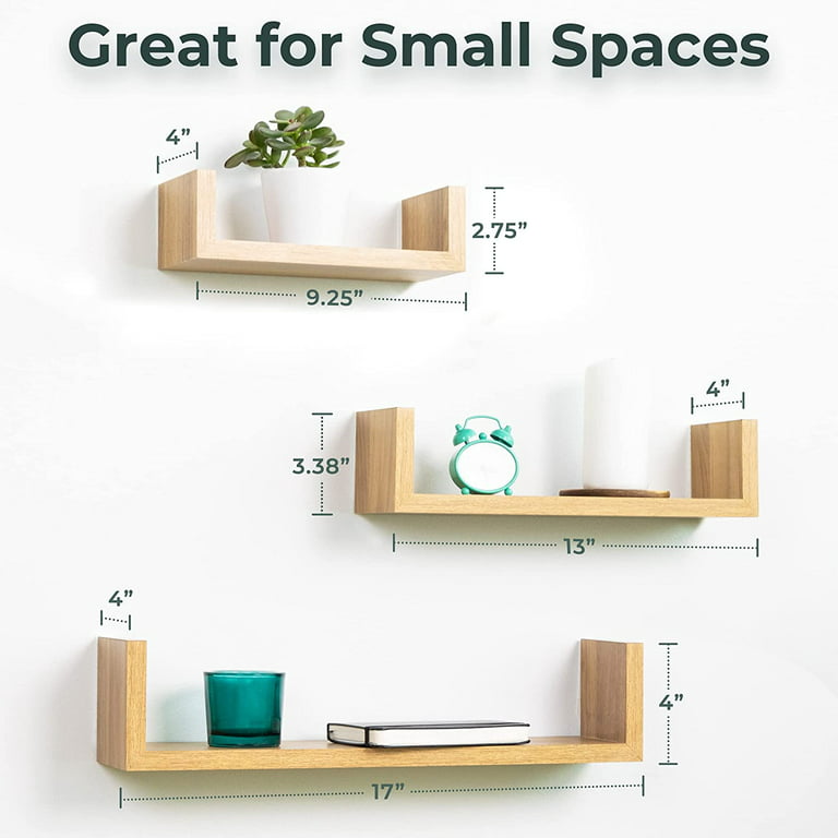 Greenco Set of 3 Floating Wall U Shelves | Floating Wall Shelves |Storage  Shelves White Finish | White Wall Shelves