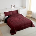 thumbnail image 7 of Adults Red Damask Bedding Set Antique Victorian Baroque Comforter Set Queen Size,Gothic Vintage Floral Quilt Exotic Sugar Skull Duvet Insert,Gothic Bone Skeleton Bohemian Decor, 7 of 7
