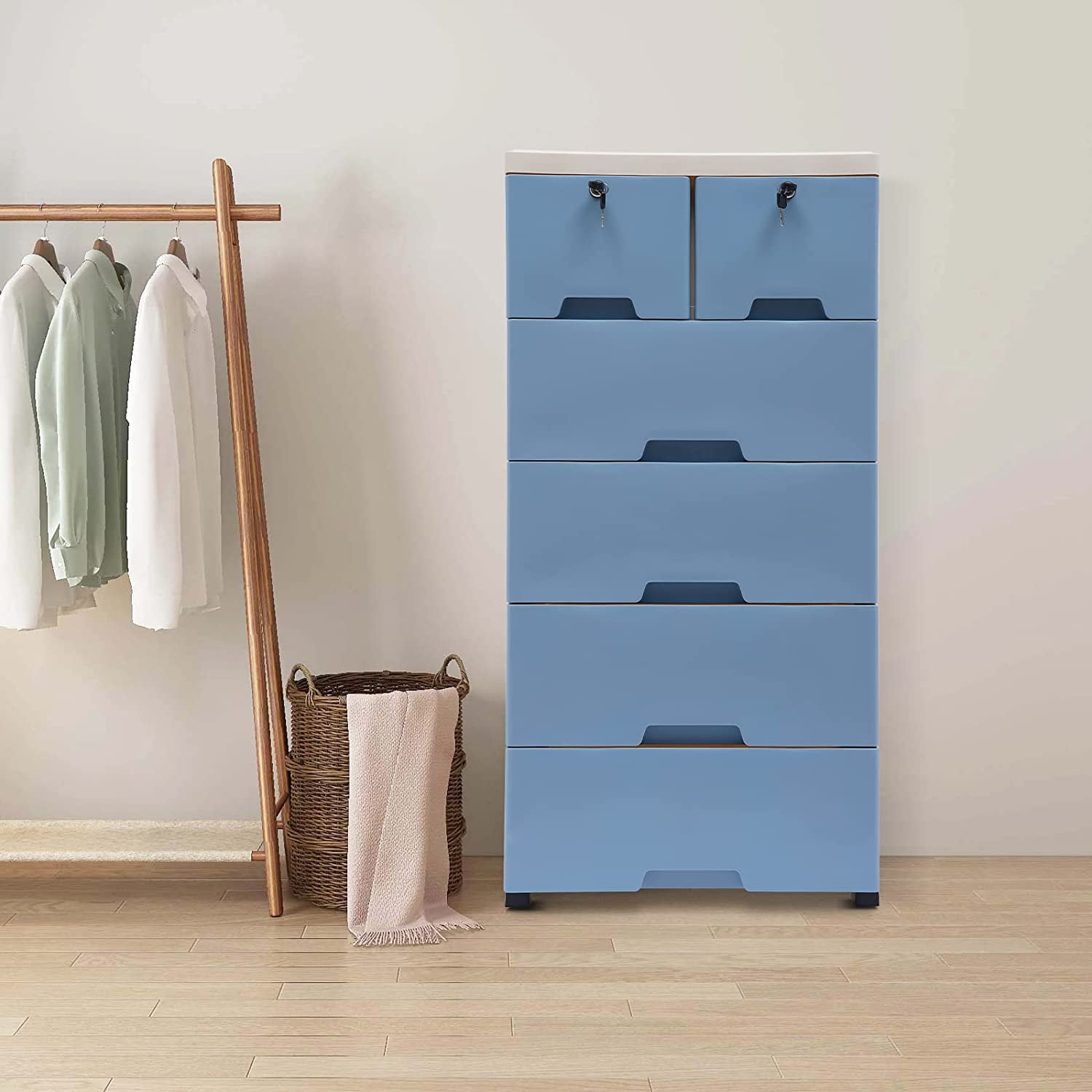 Nafenai Plastic Cabinet 5 Drawers Storage Dresser,Small Closet