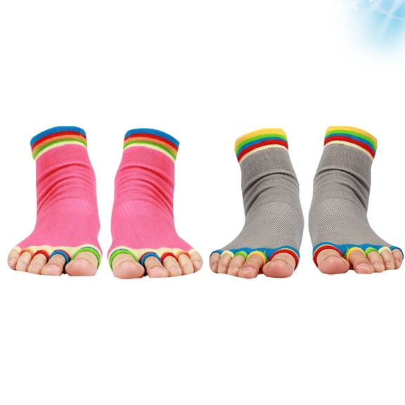 HAMPPLIES 2Pair Socks Running Grip Support Anti-Slip Comfortable Foot Massage Women Men