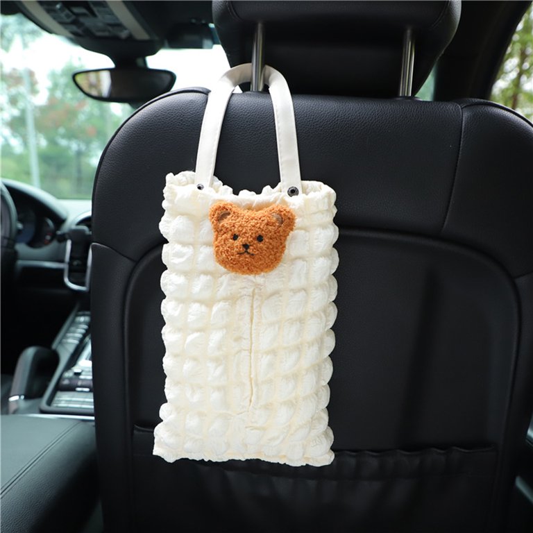 PERZOE Soft Car Tissue Box Bubble Lattice Bear/Bunny/Sunflower/Bowknot Car  Seat Back Hanging Tissue Bag Auto Accessories 