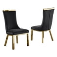 thumbnail image 1 of Chaises de Salle à Manger Rembourrées en Velours, Noires, avec Acier Inoxydable Doré, 1 of 2