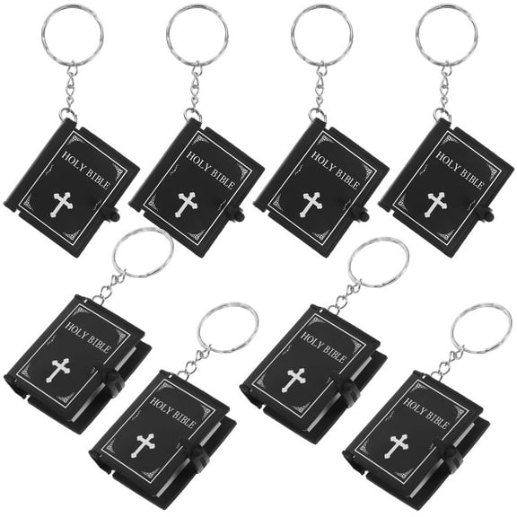 FRCOLOR 8Pcs Mini Bible Keychain Key Organizer for Men Women Religious Gifts Small Bible Shape PVC Material