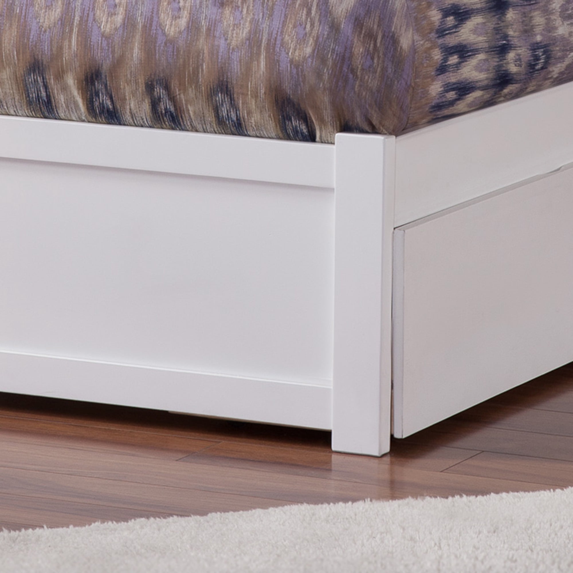 AFI Mission King Wood Platform Bed with Footboard and Twin XL Trundle, White