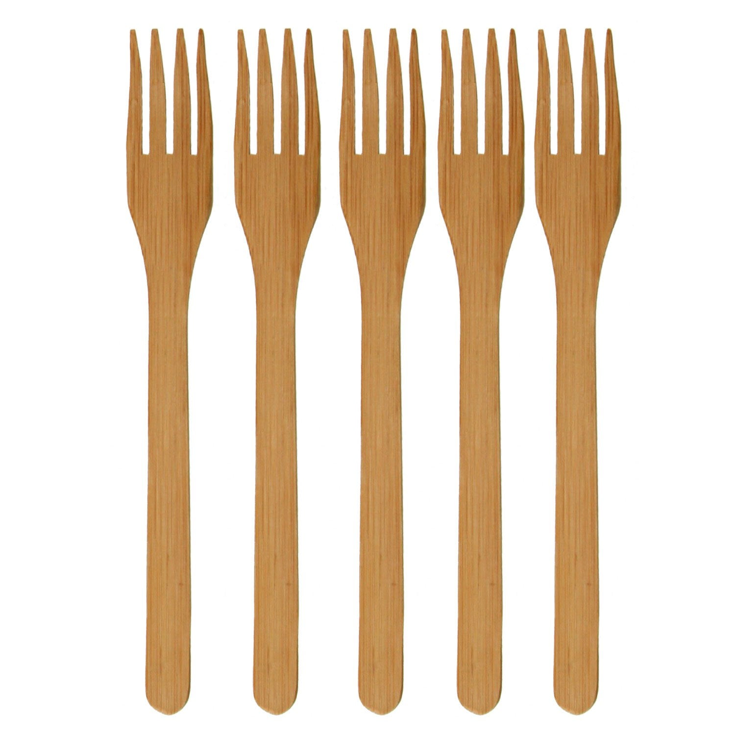 BambooMN Solid Bamboo Wood Dinner Fork 8" 100 Pieces