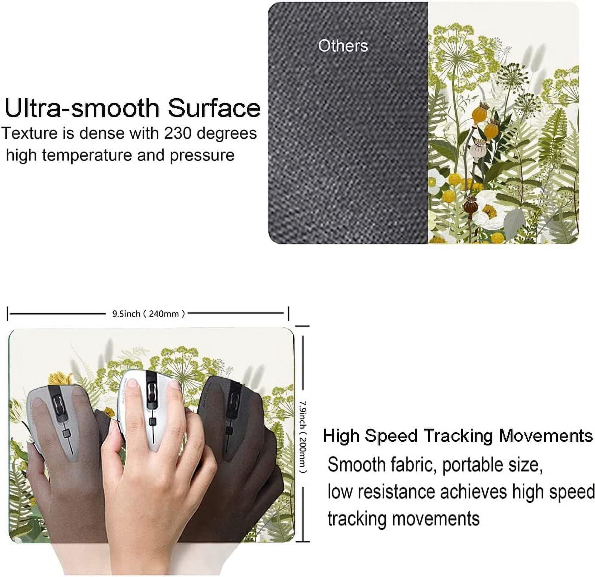 Mouse Pad, Floral Mouse Pad with Cute Design, Mouse Mat Square Waterproof Mouse Pads Non-Slip Rubber Base MousePads for Computer Office Laptop, Flowers Meadow