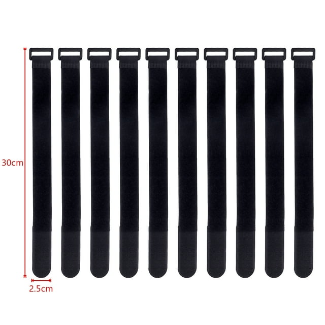10 Pcs Attaches de Câble en Nylon 2.5cm Largeur Sangle de Boucle Inversée Ruban Adhésif Réutilisable Crochet Boucle Sangle Fixe Adhésive 2.5x30CM-A 10 Pcs