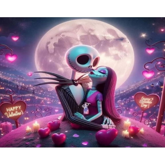 5D DIY Full Drill Diamond Painting Kit, Adults & Kids Round Crystal Diamond Art Number Kits, Perfect for Home Wall Deco Series (The Nightmare Before Christmas 12 x 16 inch)