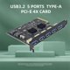 thumbnail image 5 of Tarjeta de Expansión PCIE 4X A USB3.2 de 5 Puertos USB3.2 GEN2 Tarjeta Adaptadora de Alta Velocidad de 10 Gbps Chip AMS3142 PC con, 5 of 9