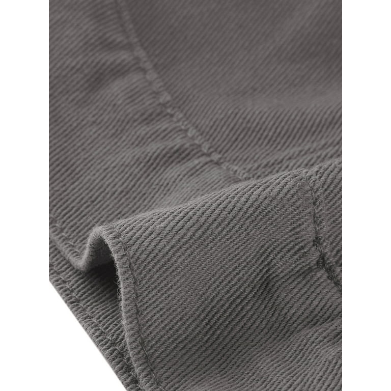 Unique Bargains Women's Button Down Long Sleeve Cropped Denim Jacket XL Gray
