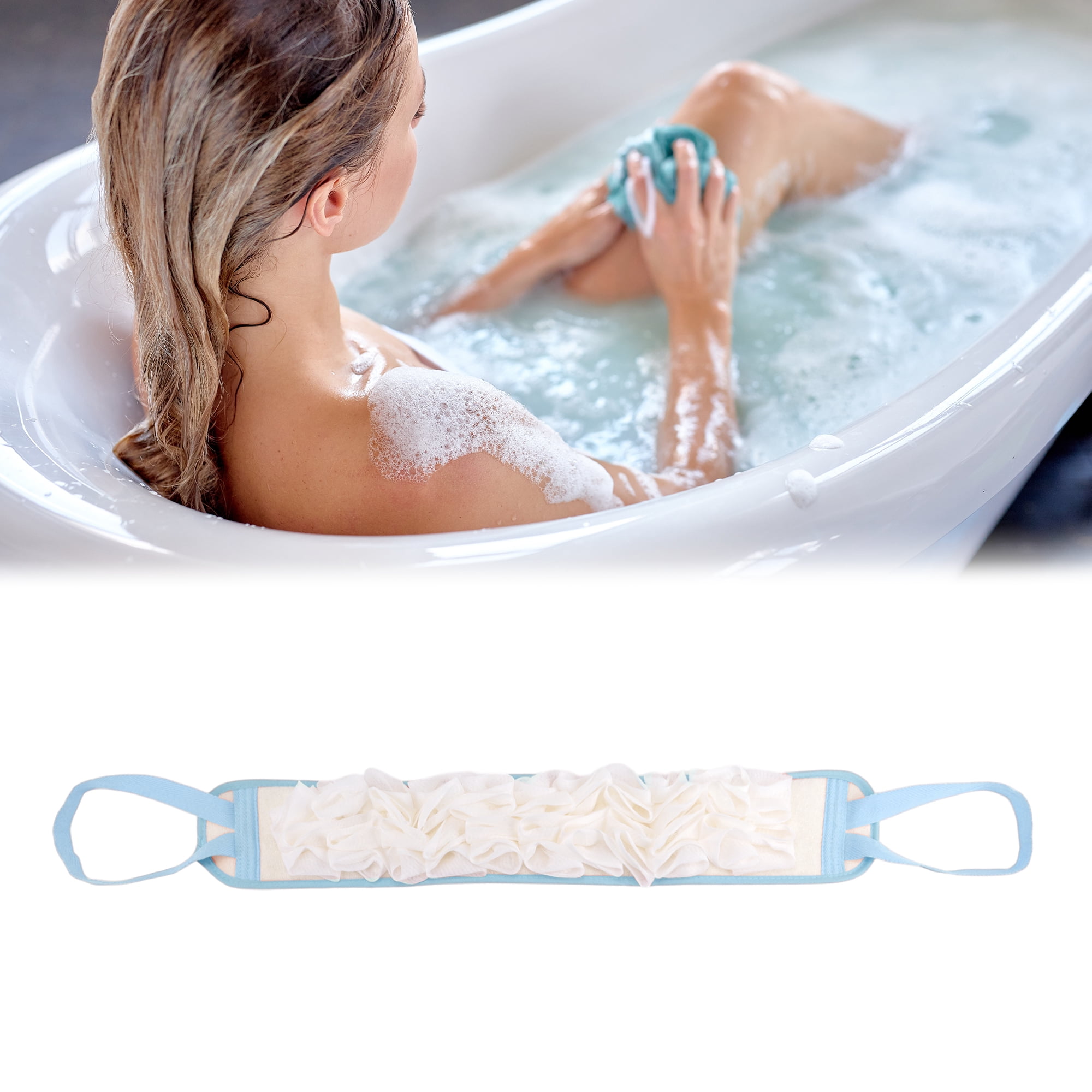 Unique Bargains Drawstring Bath Towel for Bathroom 33.46"x3.54" Blue 1 Pc