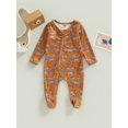 thumbnail image 2 of Bagilaanoe Newborn Baby Girl Boys Footed Jumpsuit Print Long Sleeve Bodysuit 3M 6M 12M 18M Infant One Piece Romper, 2 of 9
