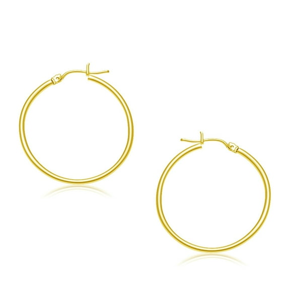 10k Yellow Gold Polished Hoop Earrings (30 mm) Weight 1.4 grams