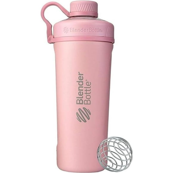 BlenderBottle Gobelet Shaker Radian Isolé en Acier Inoxydable avec Fouet en Fil, 26 Onces, Rose Mat